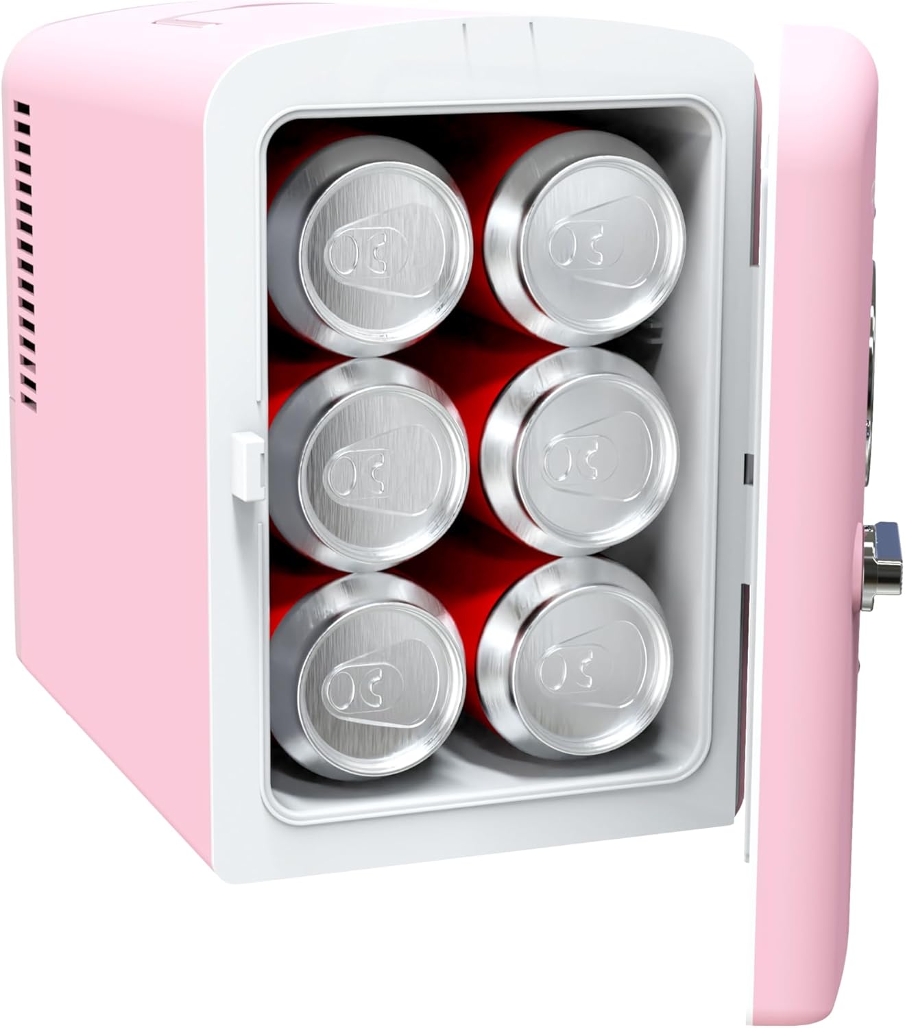 Frigidaire Retro 9-Can Mini Personal Fridge Portable Cooler for Car, Office, Bedroom, Dorm Room, or Cabin, 11.8" D x 7.1" W x 10.1" H, PINK