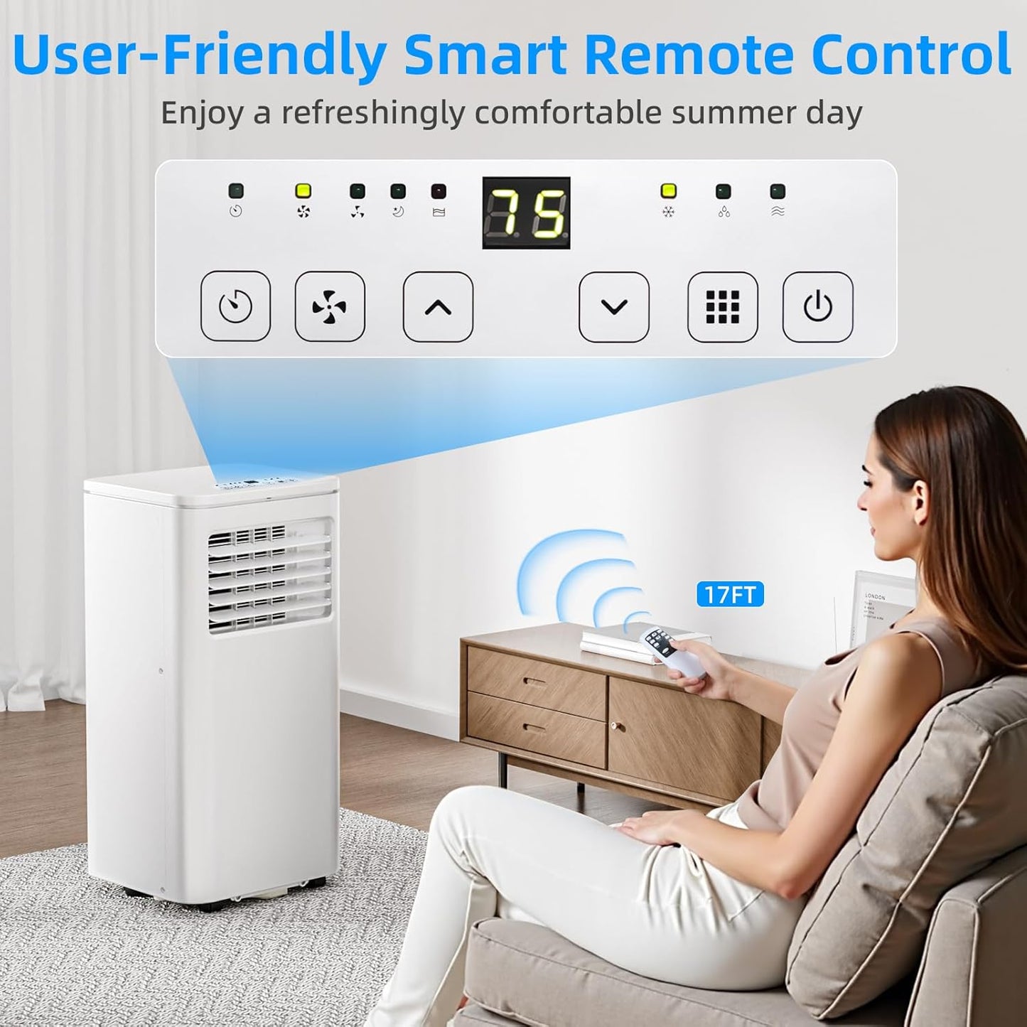 Antarctic Star 10000 BTU Portable Air Conditioner, 4-in-1 AC Unit with Cooling, Dehumidifier & Fan Modes, Sleep Mode, 24H Timer & Remote Control, Moving Wheels & Window Installation Kit