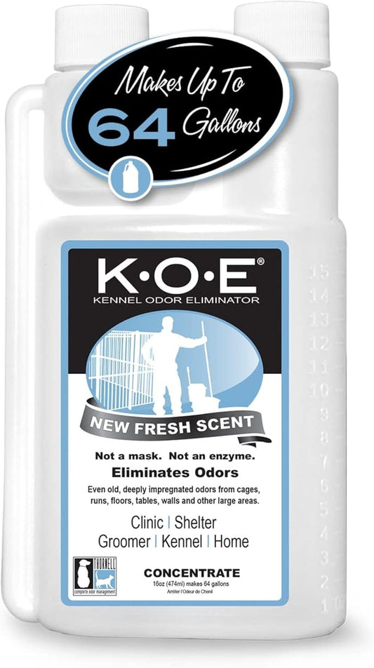 Odorcide K.O.E Kennel Odor Eliminator Concentrate, Fresh Scent, 16 oz - Non-Enzymatic Formula for Cages, Runs, Home and Kennel Use