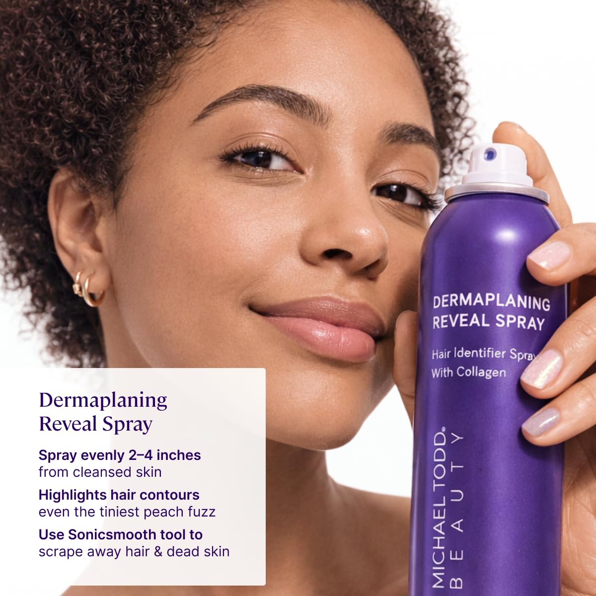 Michael Todd Beauty - Sonicsmooth Hair Identifier Spray - Radiance Reveal Mist for Face Shaving & Dermaplaning - Highlights Peach Fuzz - Collagen-Infused - Nourish & Smooth Skin - All Skin Types - 4oz