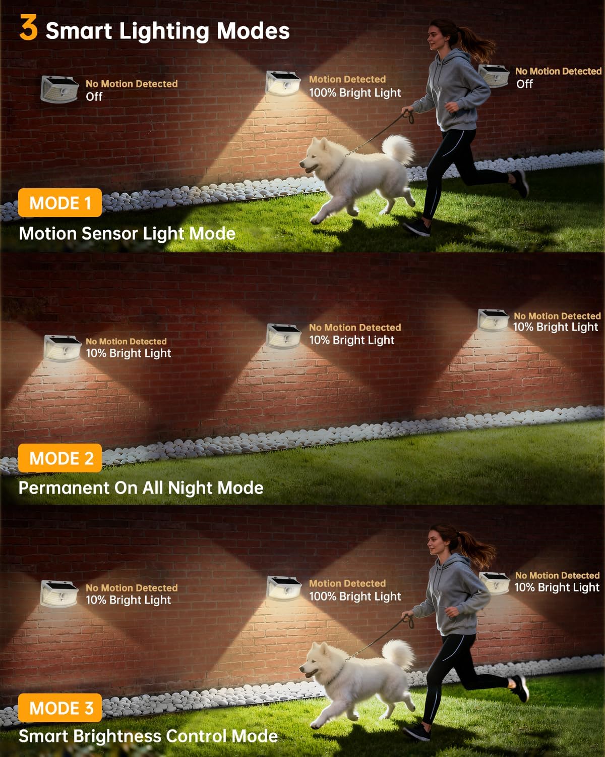 Aootek New Solar Motion Sensor Lights 120 LEDs with Lights Reflector,270° Wide Angle, IP65 Waterproof, Step Lights for Front Door, Yard, Garage, Deck (White, Warm White, 4-Pack)