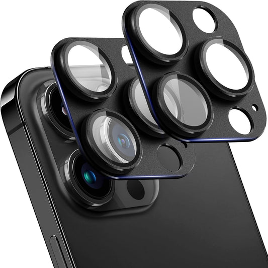 2 Pack Camera Lens Protector for iPhone 13 Pro/13 Pro Max,[Not Easy to Breakn ] AR Tempered Glass Strong Adsorption Metal Camera Cover Screen-Black
