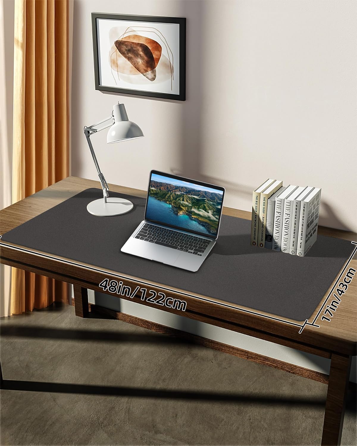 Leather Desk Pad Protector,48"x 17"Desk Mat Large, Mouse Pad, Non-Slip PU Leather Desk Blotter,Waterproof Desk Pad for Office/Home(Dark Grey)
