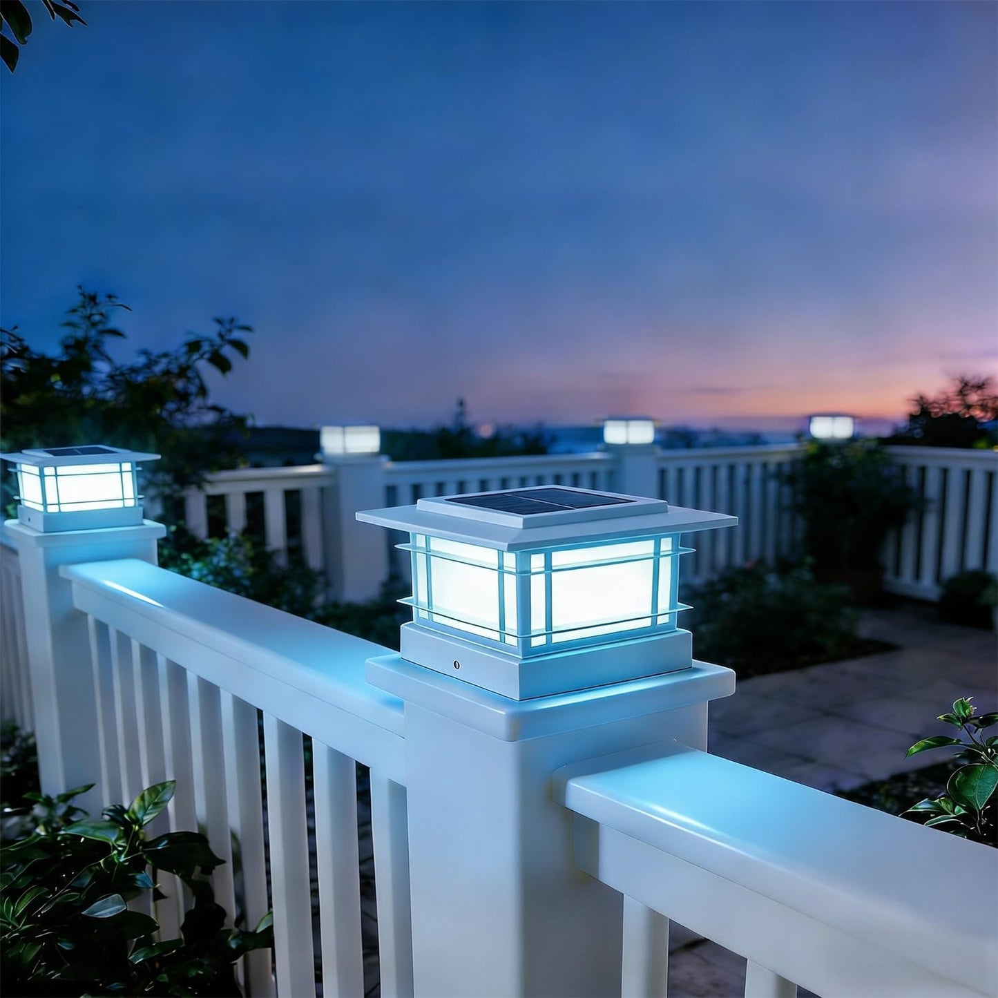 Dynaming 4x4 Solar Post Cap Lights Outdoor with 2 Color Modes, Fence Post Solar Lights White Shell Fit for 4x4 Vinyl/Wooden Posts, High Brightness LED Lighting Decor for Garden Deck Patio, 6 Pack