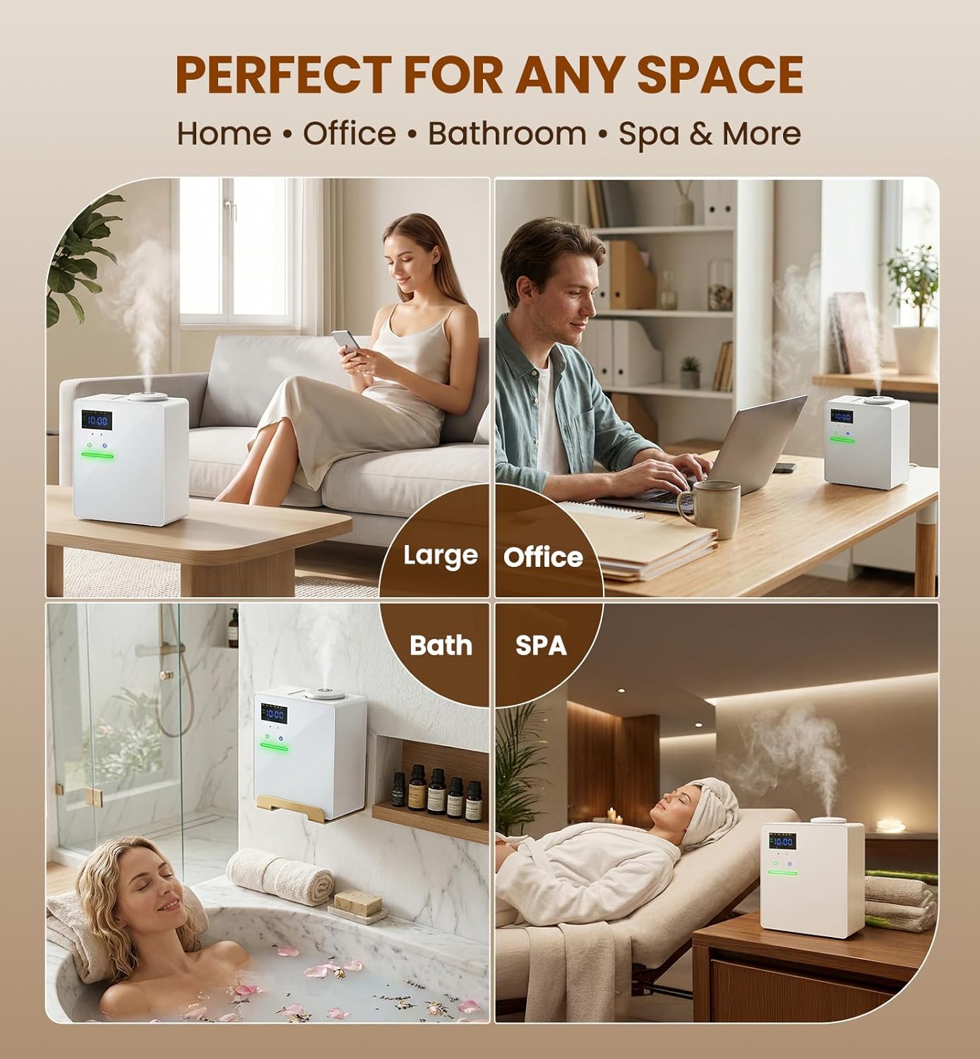 XEITIN Waterless HVAC Diffuser Coverage 5000 Sq.Ft, Whole House Lasting Scent Cold Air Diffuser for Large Home, Hotel, Office, 200ml Aroma Diffuser Machine with Bluetooth App Control, No Humidity