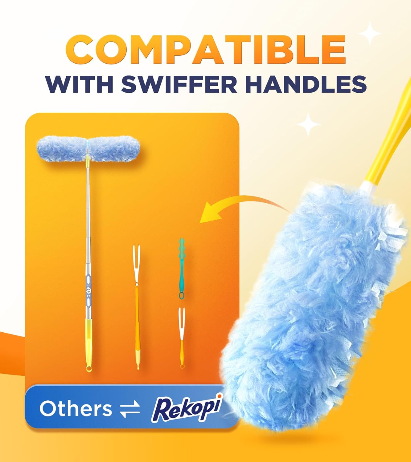 Heavy Duty Duster Refills for Swiffer Duster, 20 Count Duster Refills with 1 Handle, Multisurface 360° Dusters with 4X Microfibers, Unscented Disposable Dusters for Cleaning