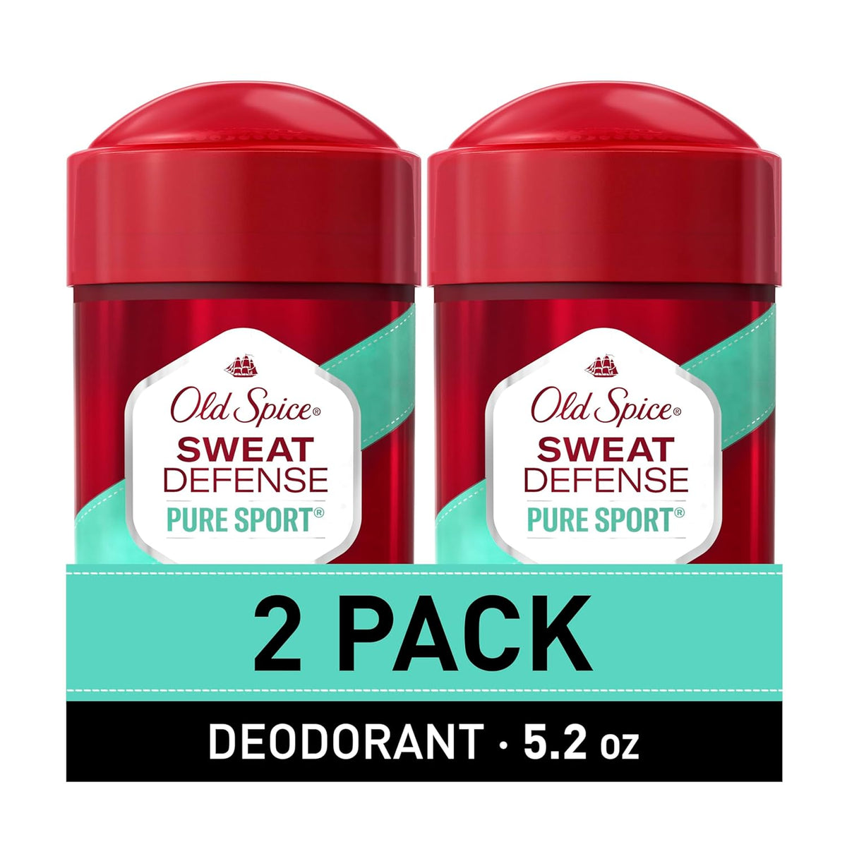Old Spice Antiperspirant and Deodorant for Men, 24/7 Sweat and Odor Protection, Legendary Fragrance, Sweat Defense, Pure Sport Plus, 2.6 oz Twin Pack