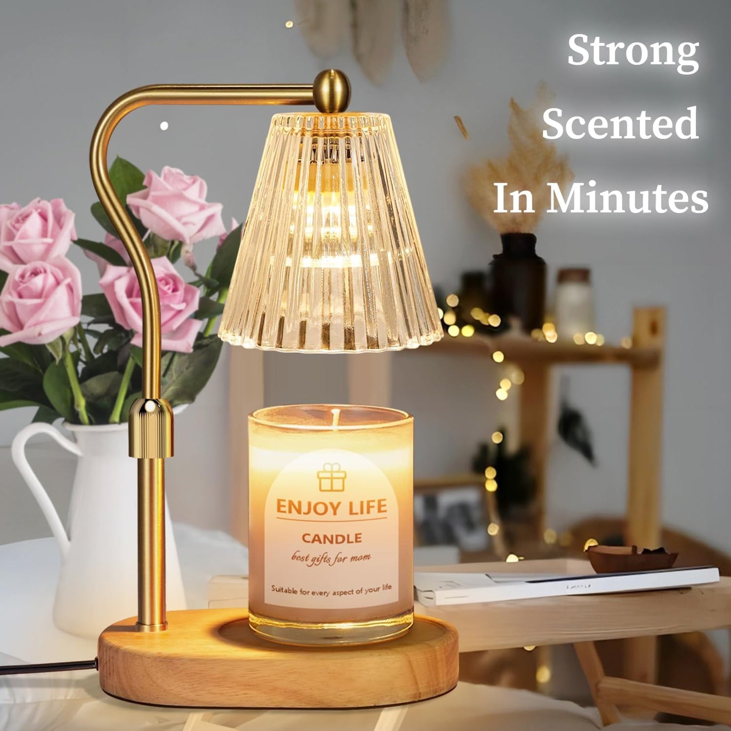seenlast Candle Warmer Lamp with Timer Dimmer Adjustable Height for New Home Bedroom, Vintage Home Decor for Scented Jar