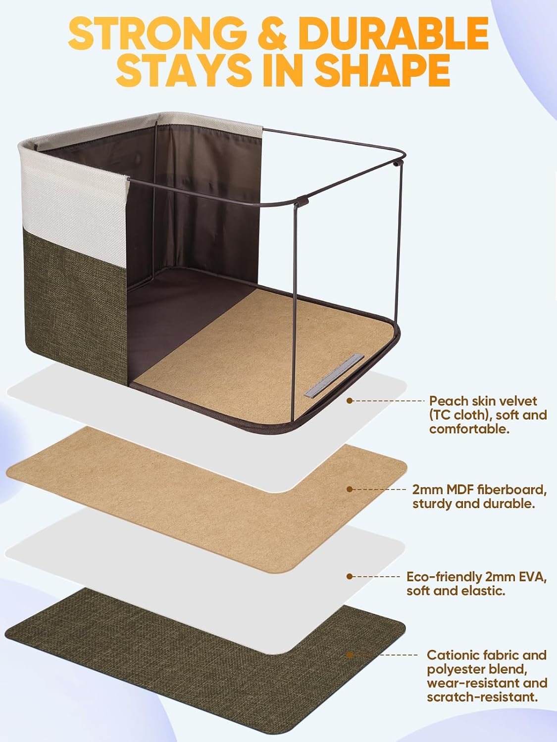 BALEINE 4 Pack Fabric Closet Storage Bins for Shelves, Linen Closet Organizers and Storage, Decorative Baskets for Organizing, Shelf, Clothes, Home, Office (Brown, 14''x10''x8.5'')