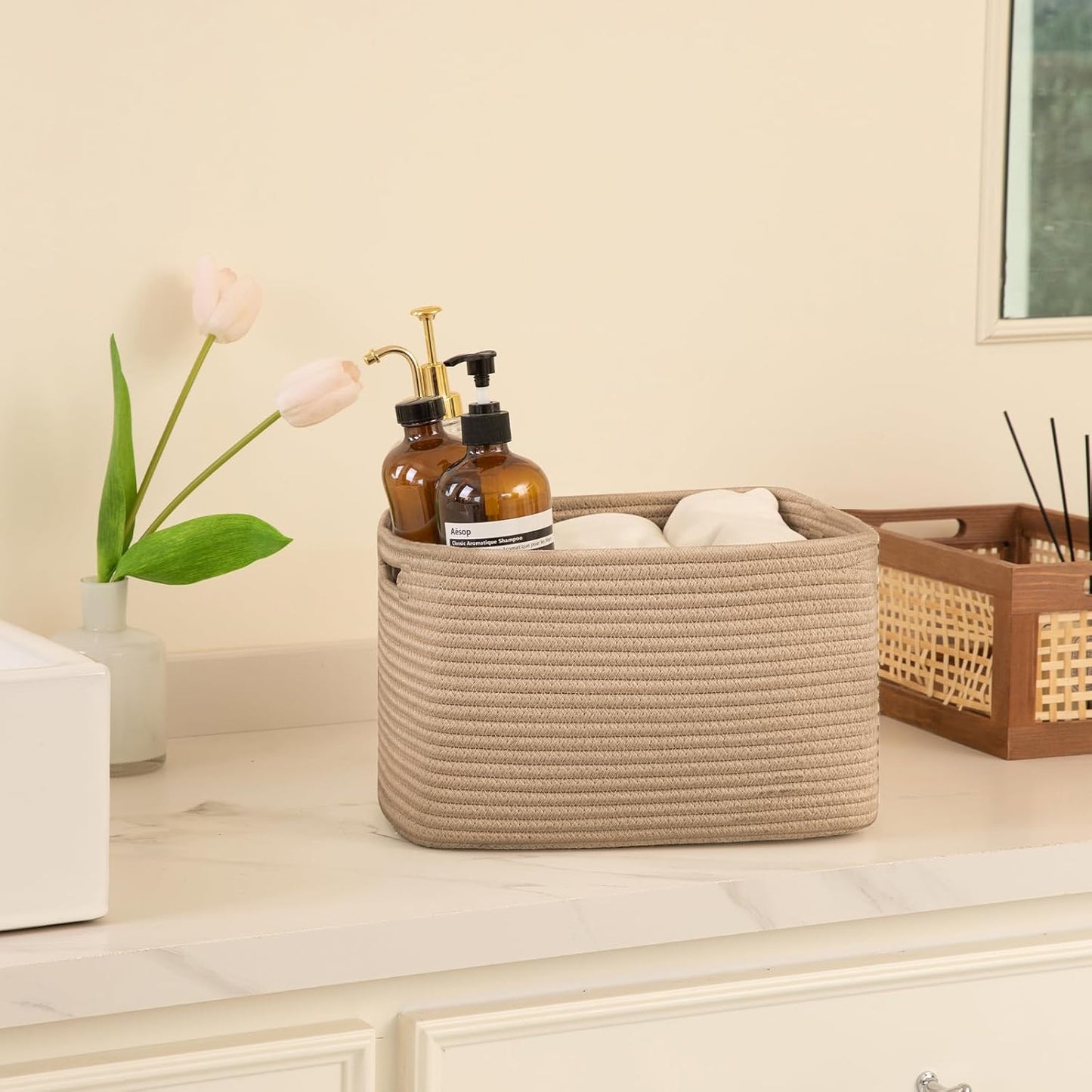 OIAHOMY 4 Pack Storage Baskets for Organizing 15L Cube Storage Bins Yellow