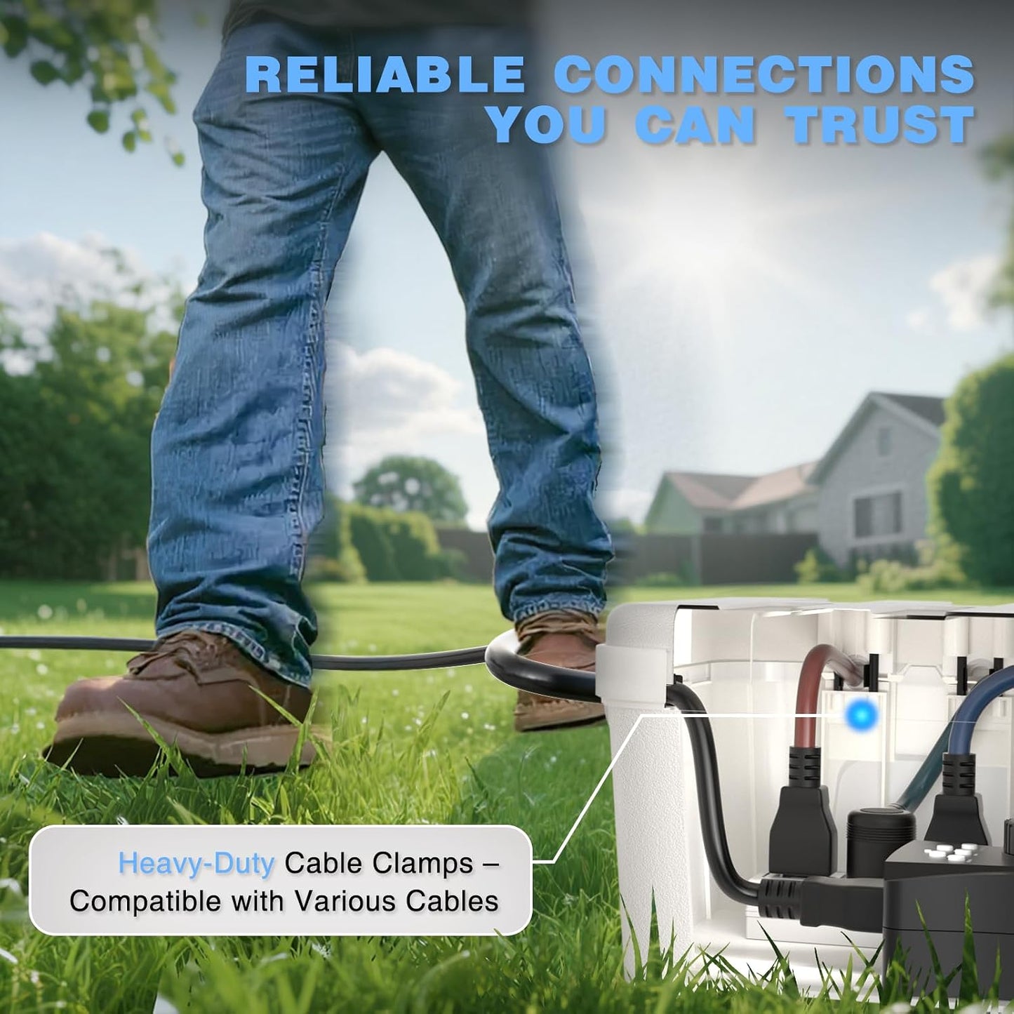 Flemoon Large Outdoor Electrical Box, Waterproof Extension Cord Cover | Inner Size 12 x 7.4 x 3.9 Inch, 6 Cable Entry Ports, IP54 Weatherproof Connection Box for Outlet, Timer, Holiday Light, White