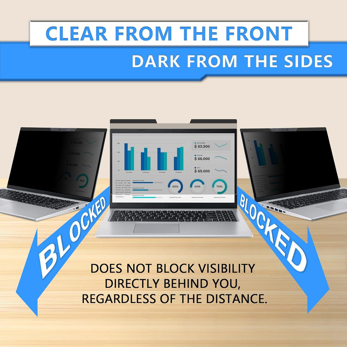 Magnetic Laptop Privacy Screen 13.3 Inch 16:10, Removable Privacy Filter