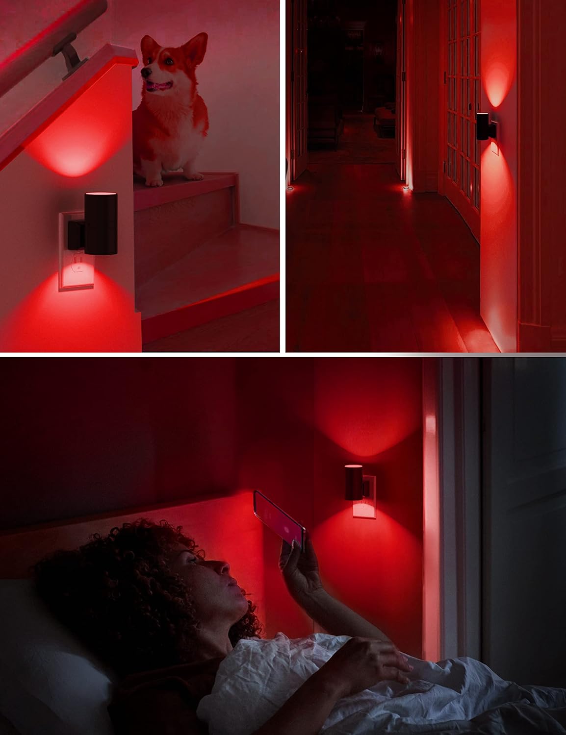 L LOHAS LED Red Night Light, Circadian Night Lights Plug into Wall, LED Nightlights with Light Sensor, Sleep Aid Red, Dimmable Night Light for Nursery Kids Adults, Home Decor, Hallway, Bedroom, 2Pack