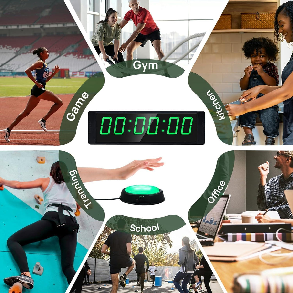 YZ Gym Timer Clock for Home Gym, Fitness Timer with Stopwatch Button, Large Digital Stopwatch Countdown Clock, 12/24H Digital Wall Clock