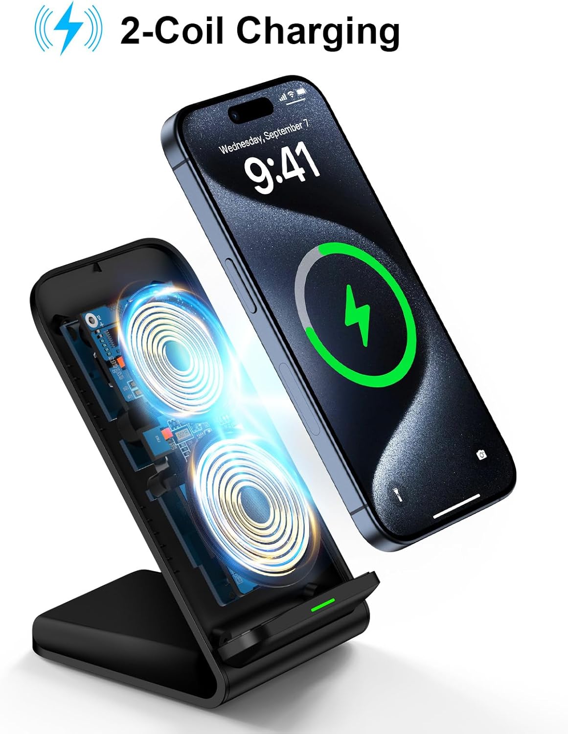 Samsung Wireless Charger Fast Charging Stand Desk Phone Charger Stand Android Charging Station for Samsung Galaxy S24 Ultra S24+ S24 S23 FE S22 S21 S20 S10 S9 S8,iPhone 15 Pro Max Plus 14 with Adapter