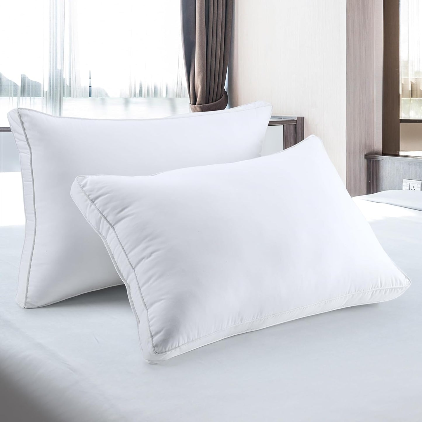 Utopia Bedding Down Alternative Bed Pillows for Sleeping Queen Size (White), Set of 2, Soft & Fluffy Pillow with Cooling, Hotel Quality, Gusseted Pillow for Back, Stomach or Side Sleepers