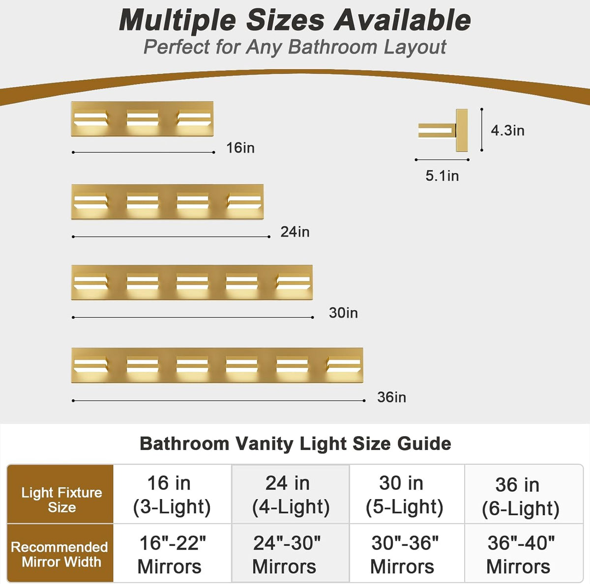 IZORRO LED Modern Bathroom Lights Fixtures(4-Light,Dimmable,360°Rotate),Brushed Glod Acrylic Wall Lighting,Vanity Lights for Bathroom Over Mirror - 6000k 24In （No Assembly Required）