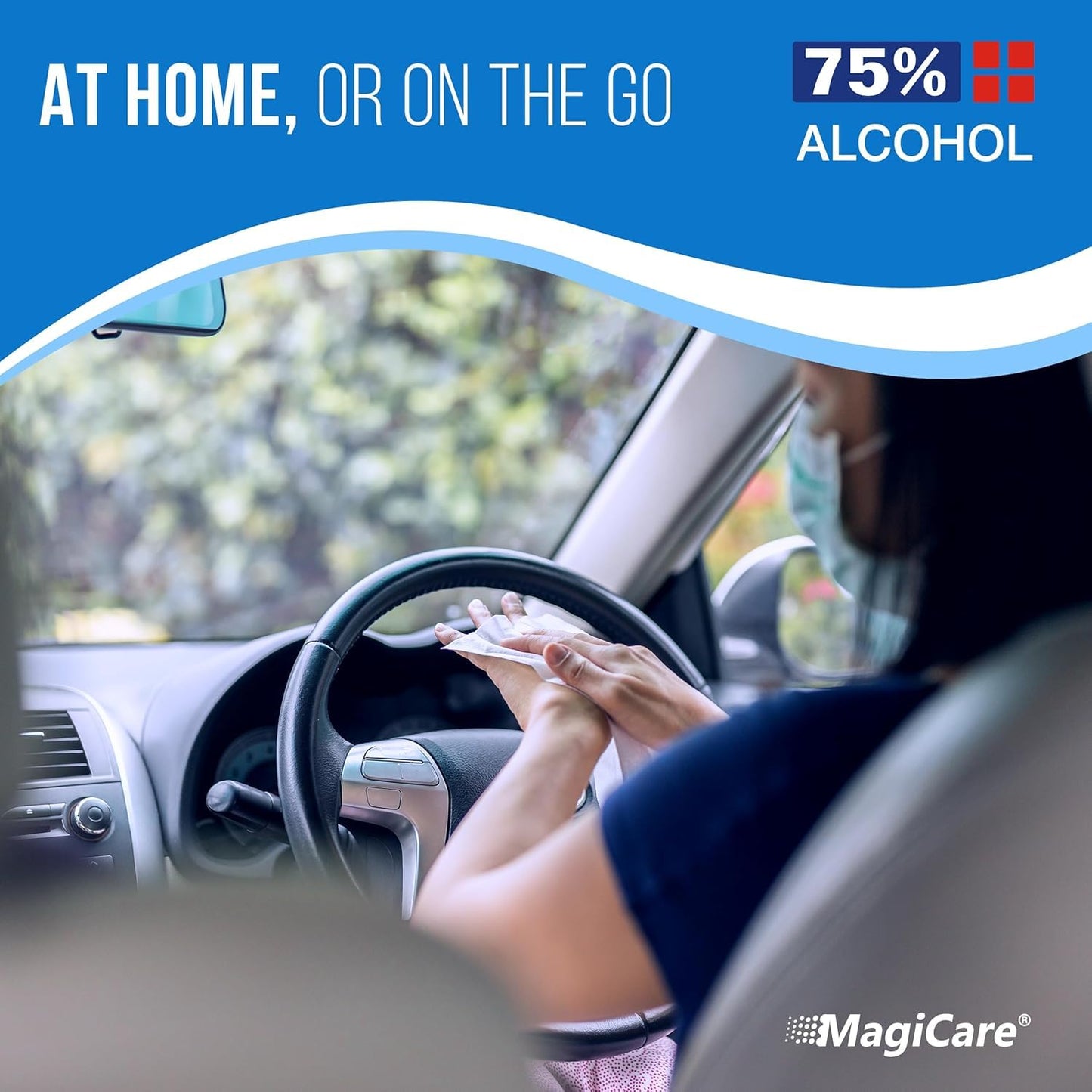 MagiCare 75% Large Alcohol Wipes (4, 80ct Packs, 320ct) - Hand Sanitizer Wipes, Unscented Hand Wipe, Cleaning, Sanitizing Wipe - Travel, Home, Office, Classroom, Car, Camping - Soft Packs