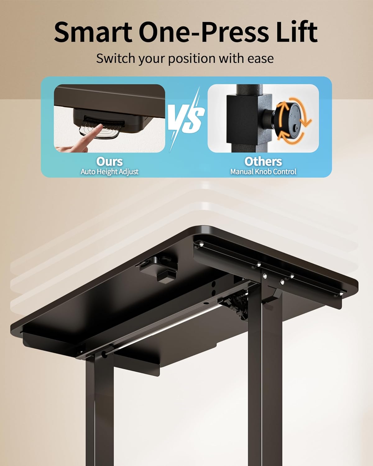 Okin Electric Standing Desk 31.5x19.7 Inches Small Computer Desk-Whole Piece Stand up Desk with Wheels Gaming Rolling Home Office Desks, Black