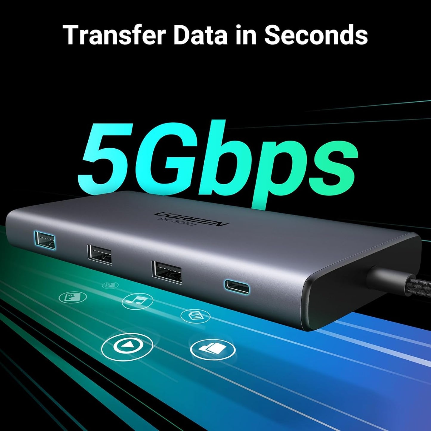 UGREEN Docking Station 10 in 1 Revodok Pro 210 USB C Dock Dual HDMI 4K@60Hz Single 8K@30Hz 100W PD 5Gbps USB C and USB A Data Ports Gigabit Ethernet, SD/TF Card Reader USB Hub Compatible for HP, Dell