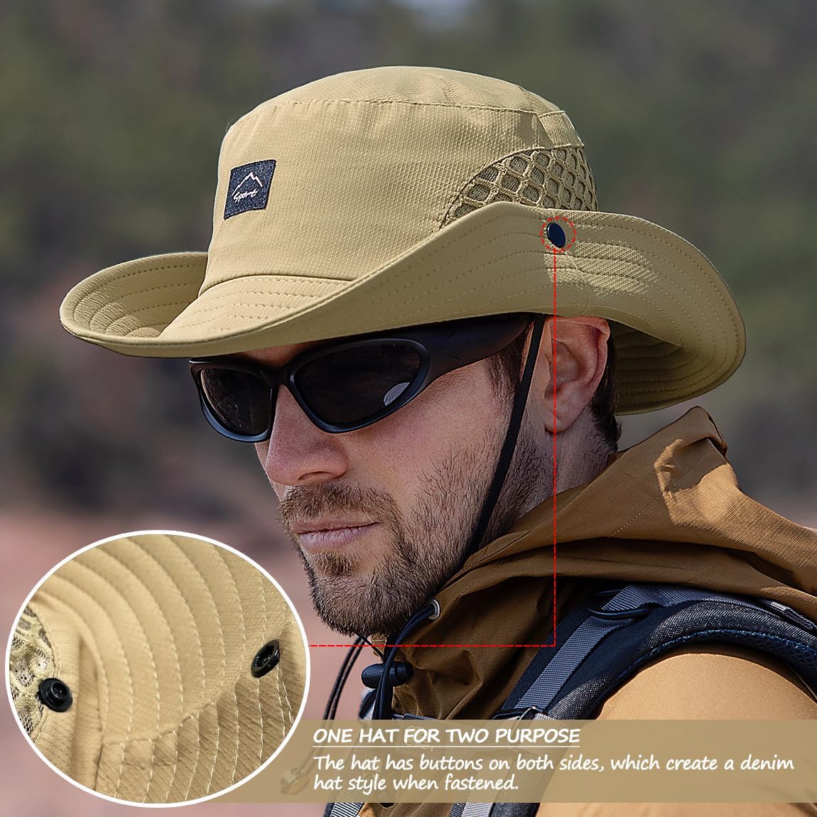 Sireck Fishing Hat, UPF50+ Wide Brim Sun Hat for Men Women, UV Protection Hiking Beach Bucket Hats Summer Safari Hat
