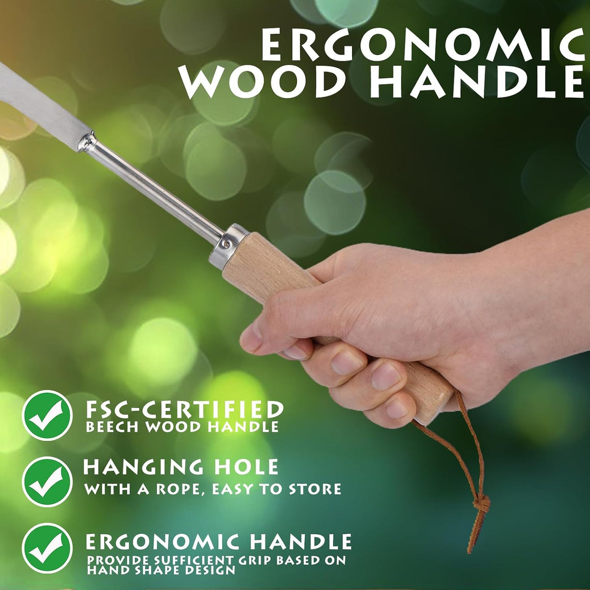 Crack Weeder, 13.4" Stainless Steel Crevice Weeding Tool with Wood Handle, L-Shaped Side-Walk Weed Puller Spatula, for Garden Lawn Yard Patio Terrace Paving Moss, Small Gardening Tool