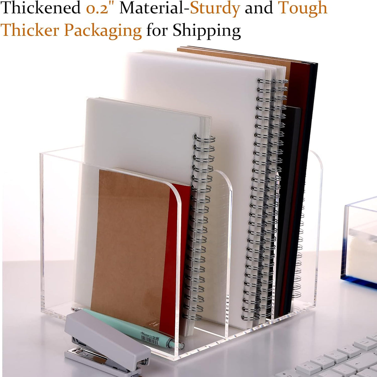 Magazine Holder, Clear Acrylic Magazine Rack, File Organizer for Office Desk, Book Organizer,-One-Piece-3 Vertical spaces,1 pack (B5)……