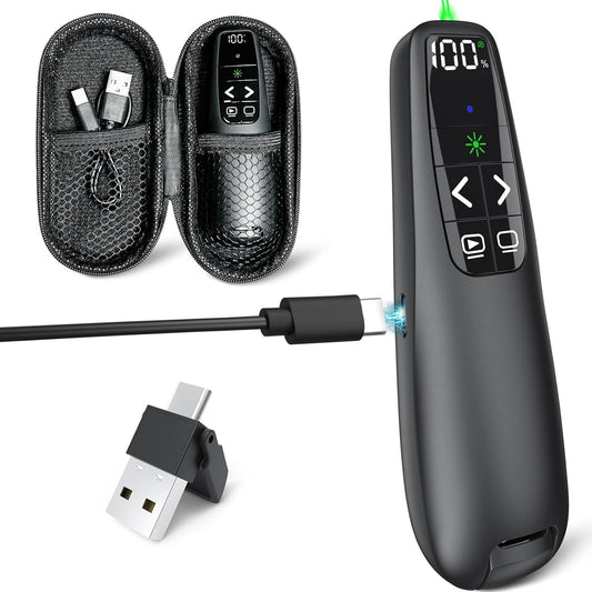 Presentation Clicker & Case, Green Laser Power Display Presenter Remote