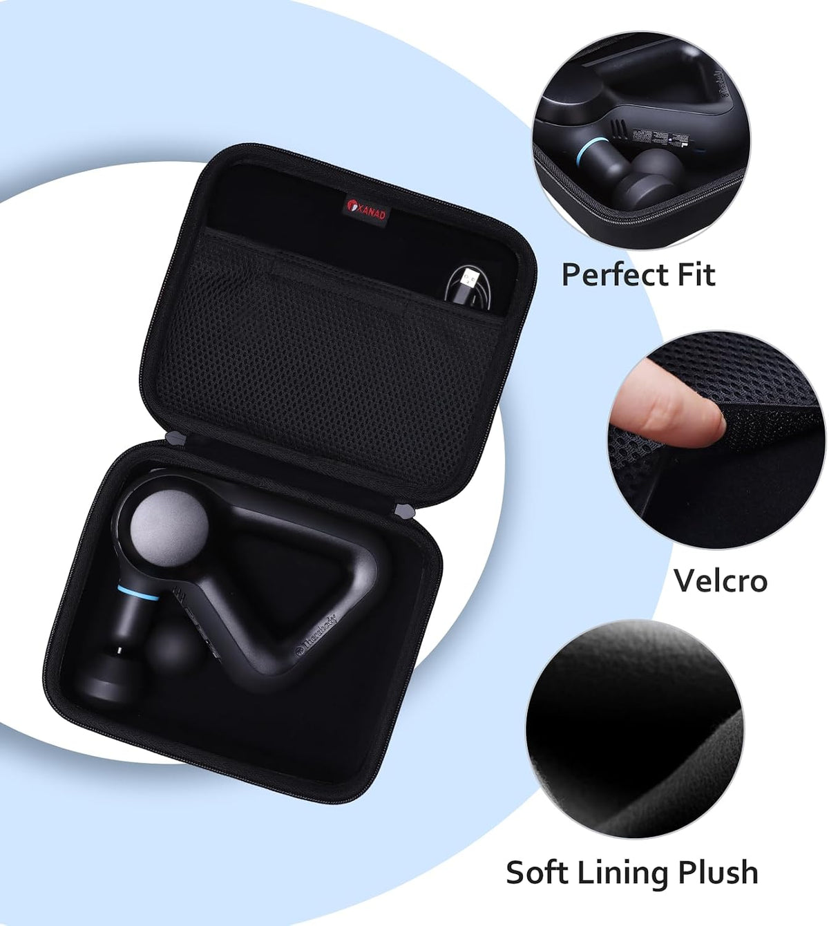 XANAD Massage Gun Case Compatible with Theragun Prime Percussive Therapy Deep Tissue Muscle Treatment Massage Gun,Black - Case Only