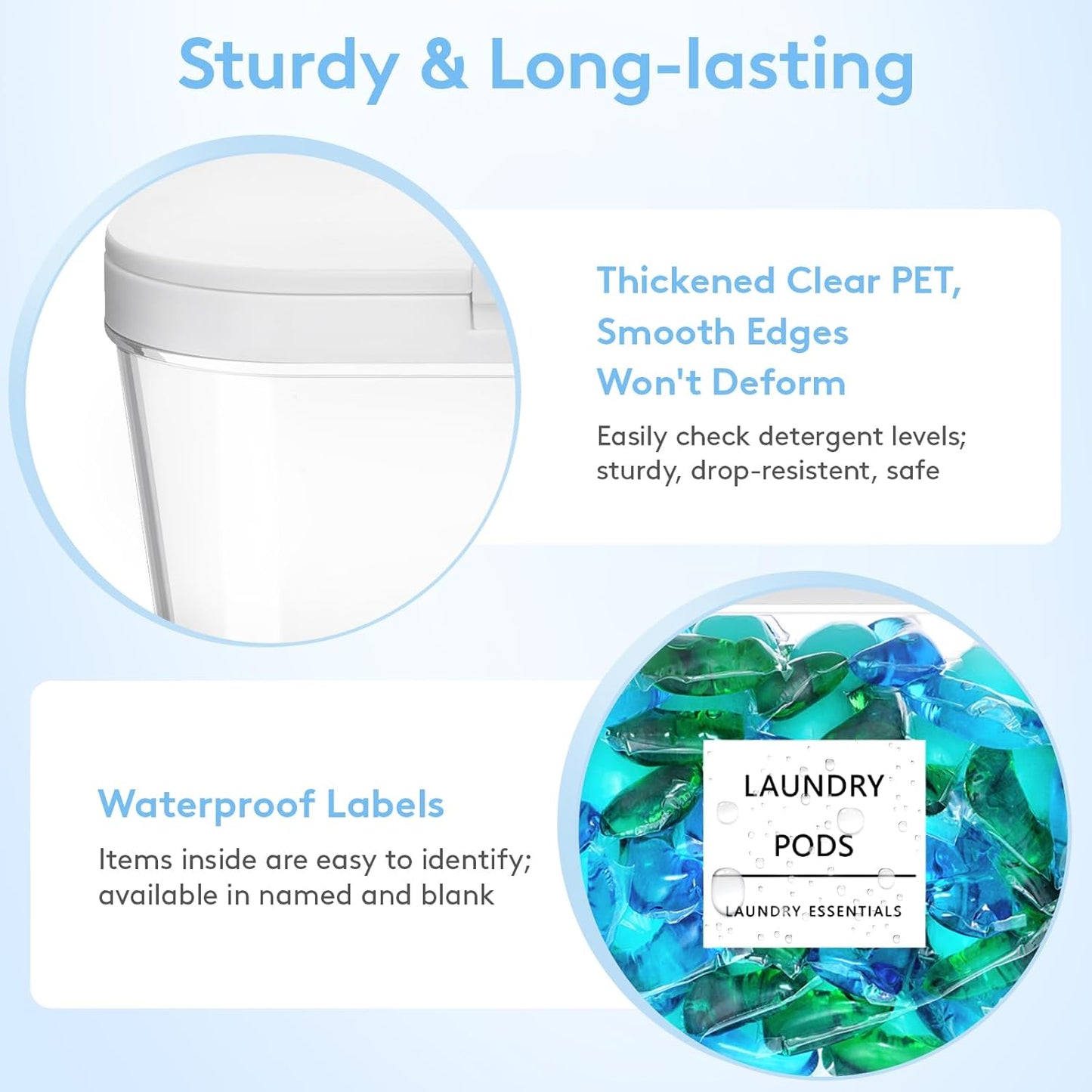 Lifewit Laundry Pods Container with Pop-up Lid, Coffee Pod K Cup Storage, Laundry Room Organization, Dryer Sheet Holder for Washing Powder Detergent, 2700 +2000ml/0.72+0.5gal, 3PCS