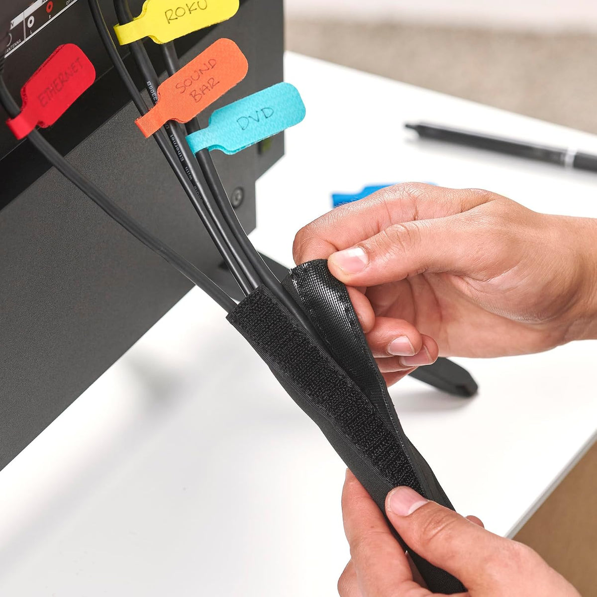 Hook and Loop Cable Sleeve by Wrap-It Storage - 120" x 4.5" Black