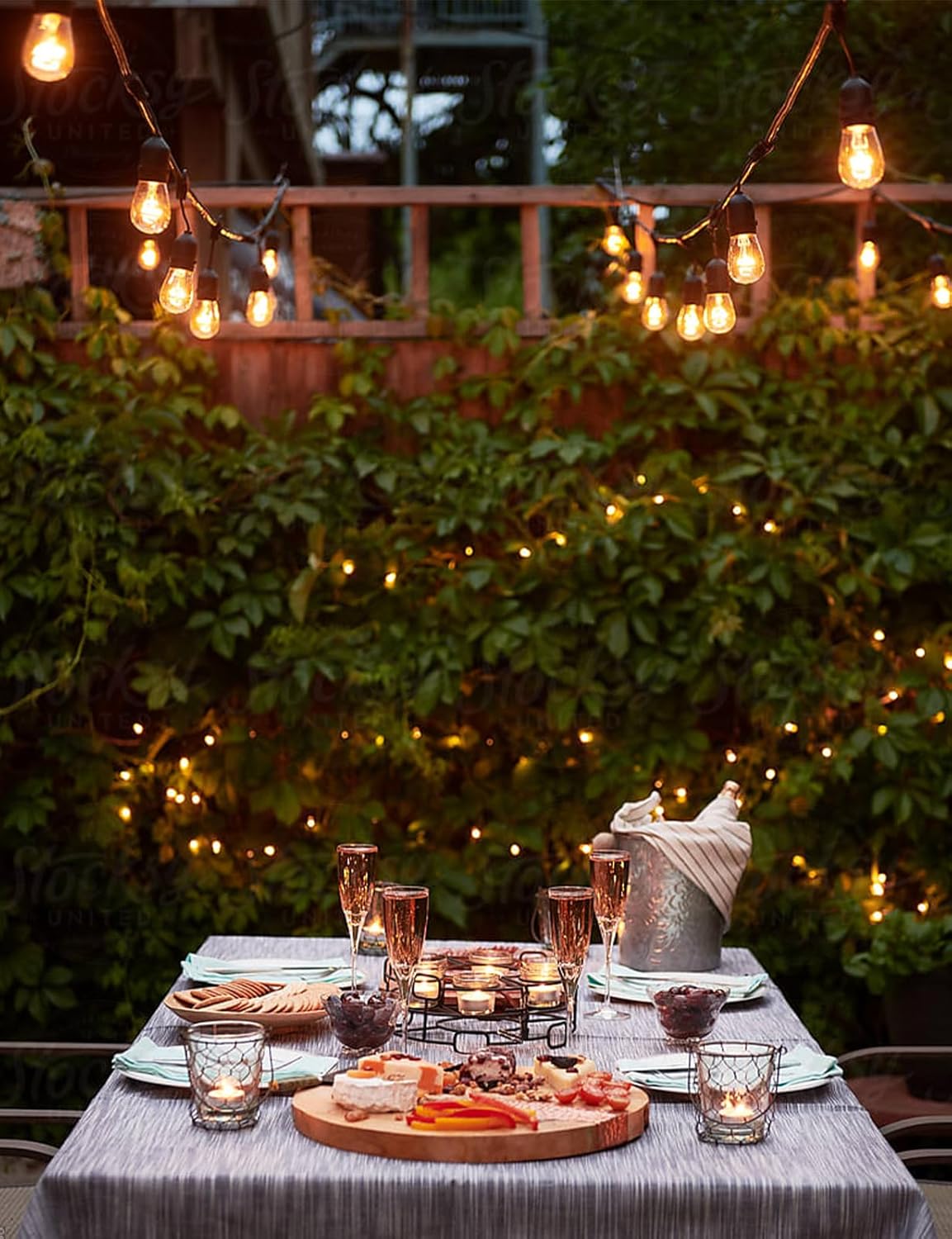 Svater Outdoor String Lights Led 105FT, Commercial Grade Patio Light with 1W Dimmable S14 Shatterproof Bulbs, ETL Listed Heavy-Duty Outside Waterproof Cafe Bistro Market Lighting Warm White