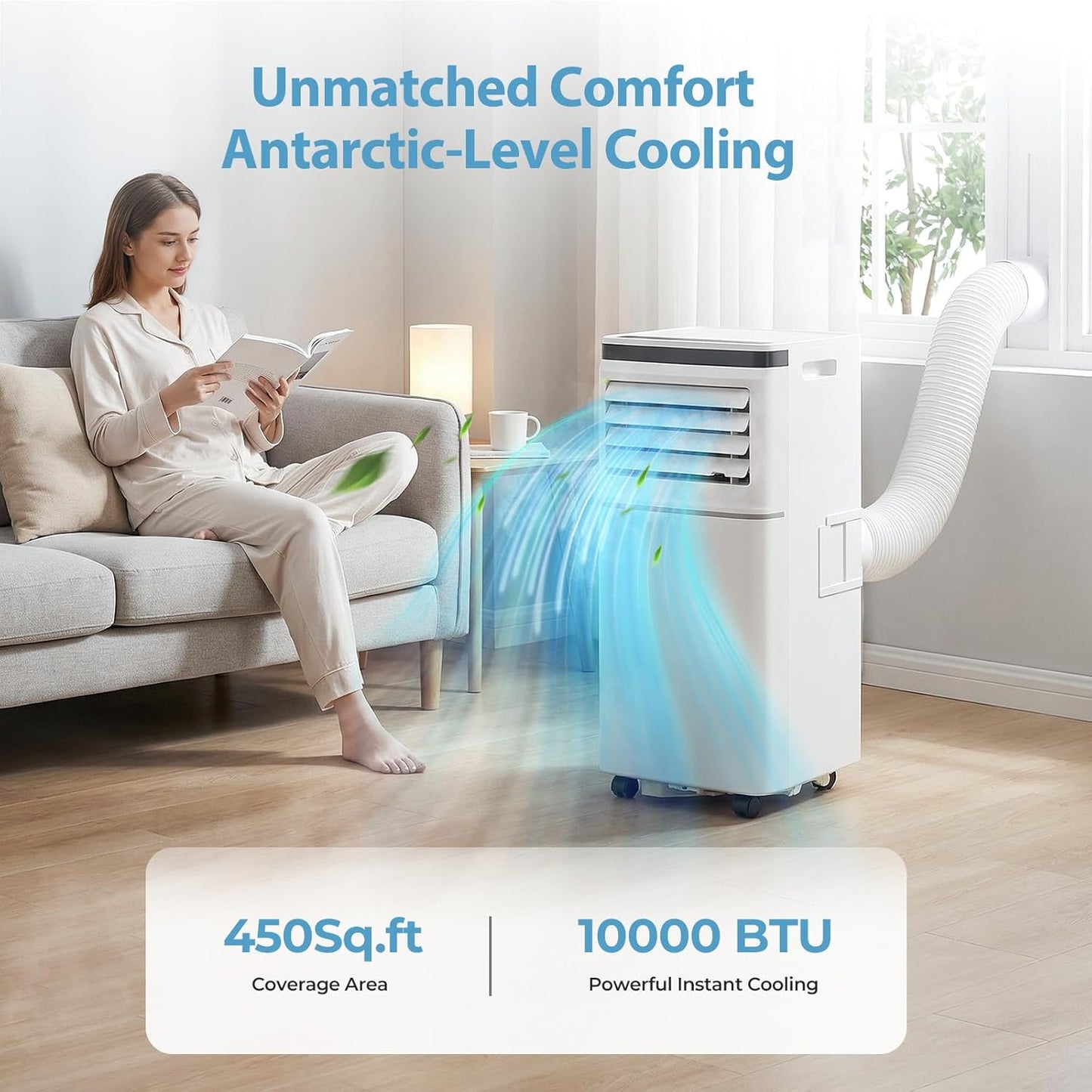 Antarctic Star 10000BTU Portable Air Conditioner 3-in-1 with 24H Timer，Sleep Mode, Dehumidifier, 2 Fan Speeds, Fast Cooling AC Unit with Remote, Digital Display for Home/Office