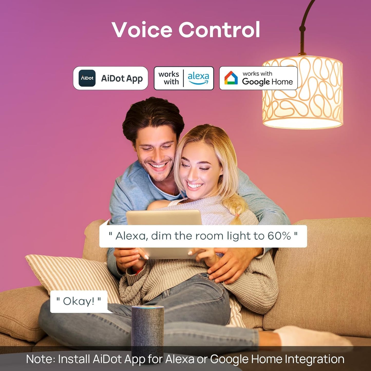 Linkind Smart Light Bulbs, Smart Bulb that Work with Alexa, Google Home, AiDot, LED Light Bulbs Color Changing RGBTW, 104 Preset Scene, Music Sync, Dotis, A19 E26 2.4G WiFi Bluetooth 60W 800LM, 4Pack