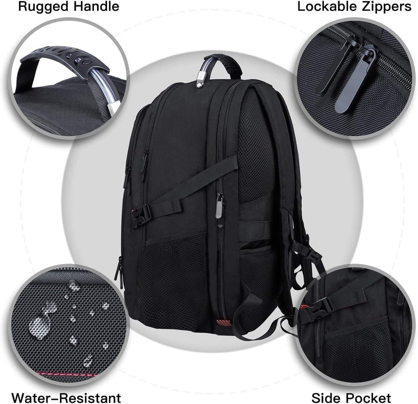 ANTERK Extra Large Travel Laptop Backpack, 17.3 Inch Carry on Backpack for Men Women, Big Anti Theft Water Resistant College Bussiness TSA Airline Approved Work Computer Backpack, Black