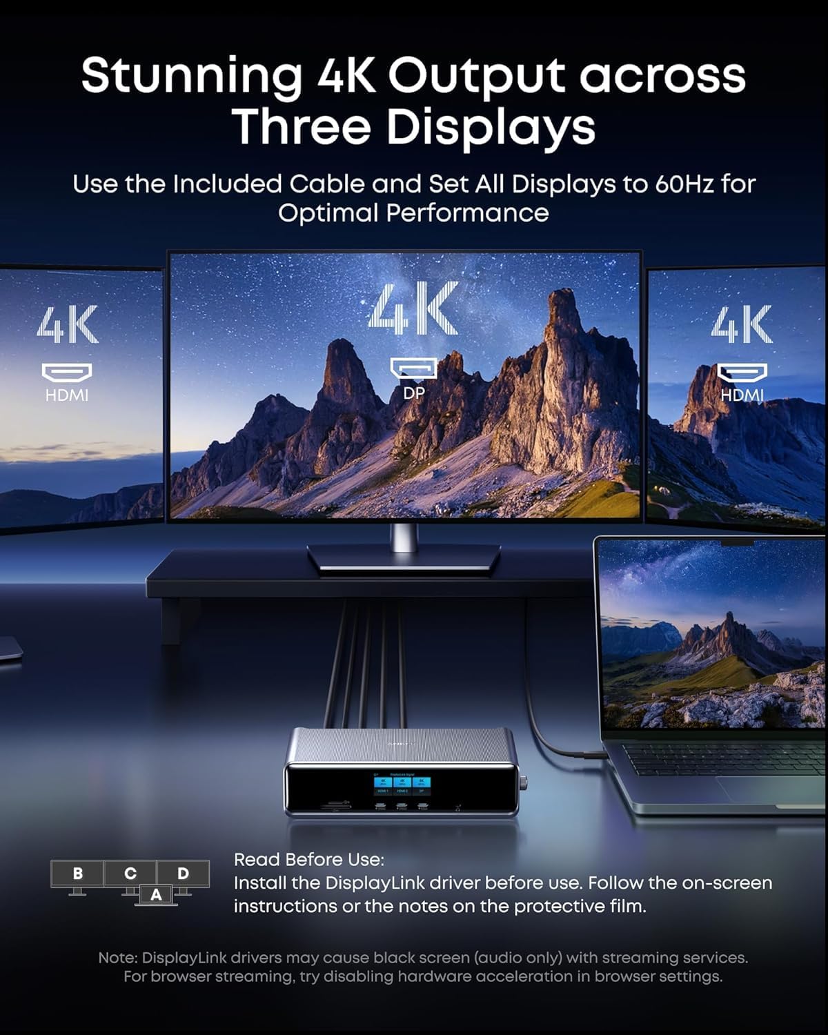 Anker Prime Docking Station (DL7400), 14-Port Triple Display with DisplayLink, 140W Max, Smart Display, Triple 4K 60Hz, Cooling Fan, for Windows Laptops (The Latest DisplayLink Driver Must Installed)