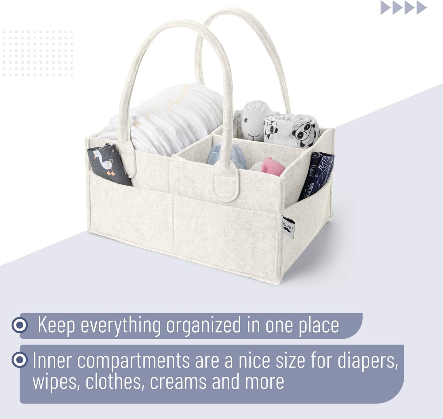 Mr. Pen- Baby Diaper Caddy Organizer, Beige, Medium, Nursery Storage Bin and Car Organizer for Diapers and Baby Wipes