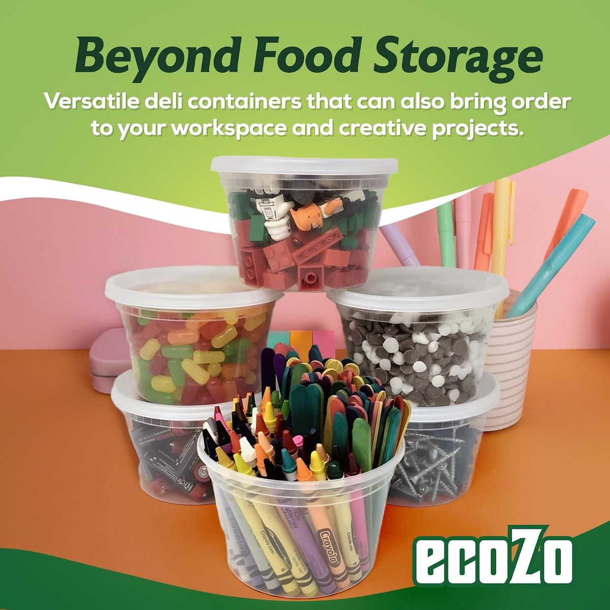16 oz. Food Storage Containers with Lids [50 Sets] - Soup, Slime, Ice Cream, Freezer Meal Prep Containers | Microwave/Freezer/Dishwasher Safe | BPA Free | Leak-Proof
