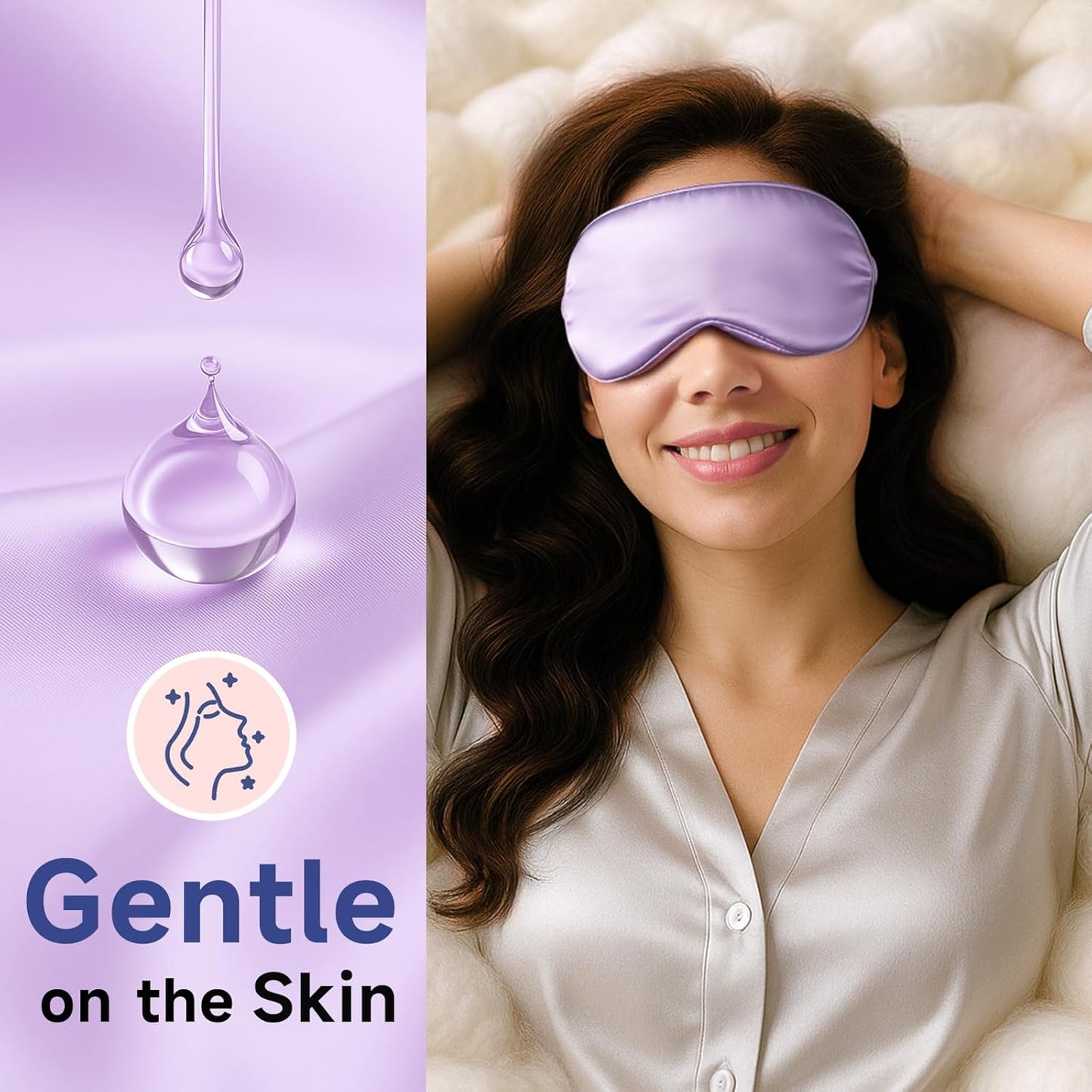 Umisleep Sleep Mask for 100% Pure Mulberry Silk, 22 Momme 6A Soft Eye Masks for Sleep, Adjustable Sleep Masks for Women Men, Light Blocking Sleeping Mask, Silk Eye Mask for Sleeping, Blindfold, Purple