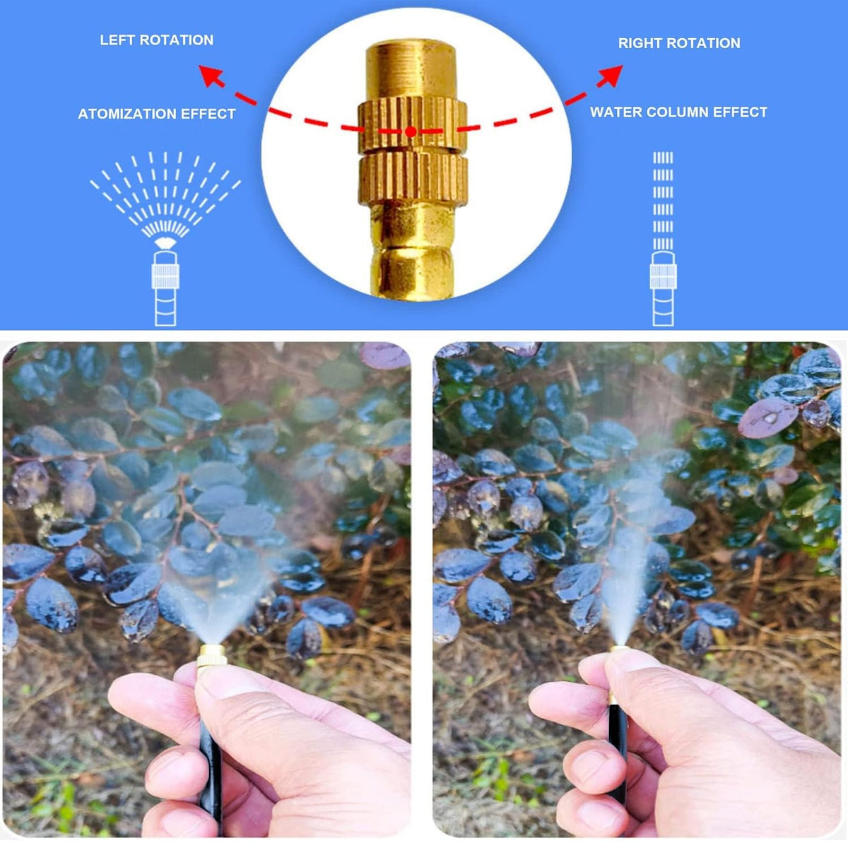 New drip Irrigation kit, Automatic Garden Watering System, Quick Connector and 360-degree Bending Dropper atomizing Copper Nozzle, Garden Plant Lawn Courtyard Watering System. (100FT)