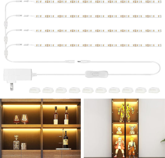 WOBANE LED Shelf Light, 4PCS 20inch Pre-Cut Strip Bars Warm White