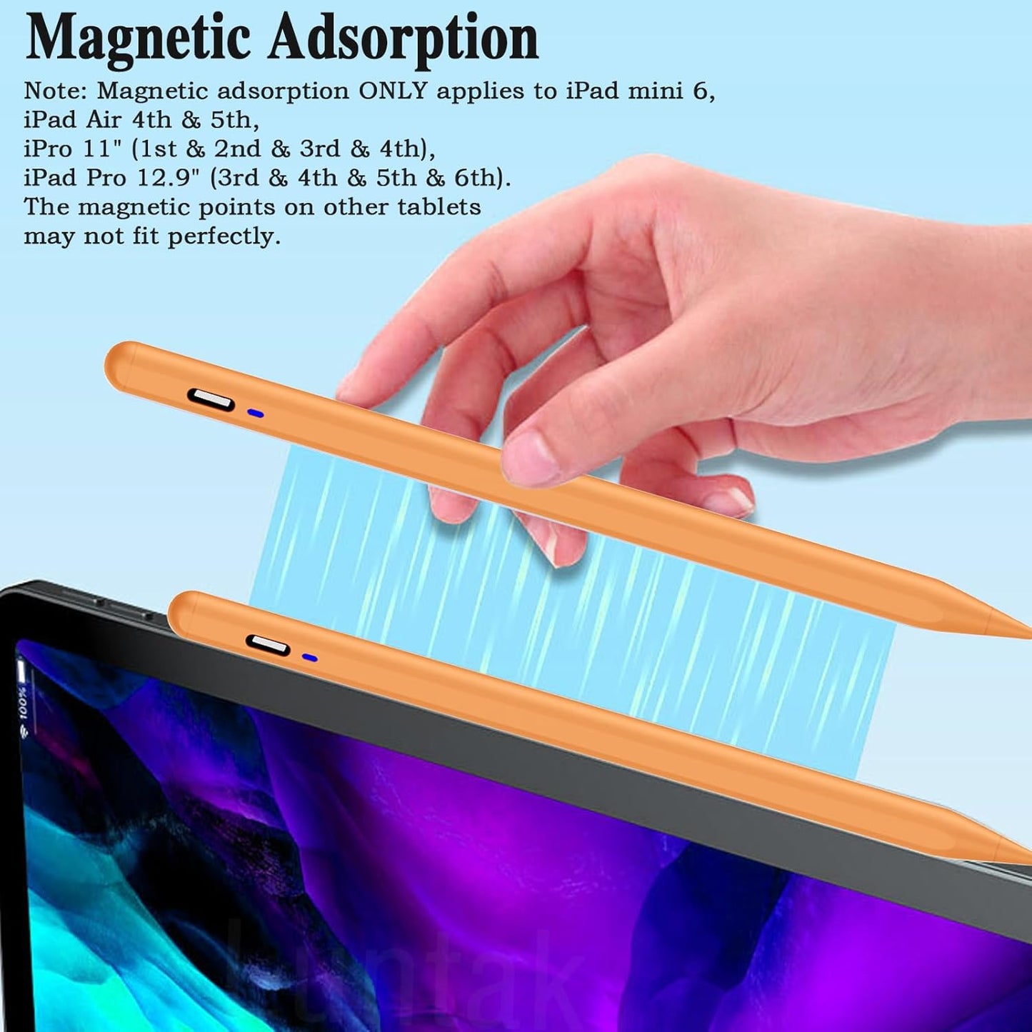 Stylus Pen for Android Tablet,Tablet Pencil for iOS/Android,Rechargeable Active Stylus Pen for iPhone/Samsung/XiaoMi/Huawei/Vivo/Lenovo and Other Android Smartphones and Tablets-Orange
