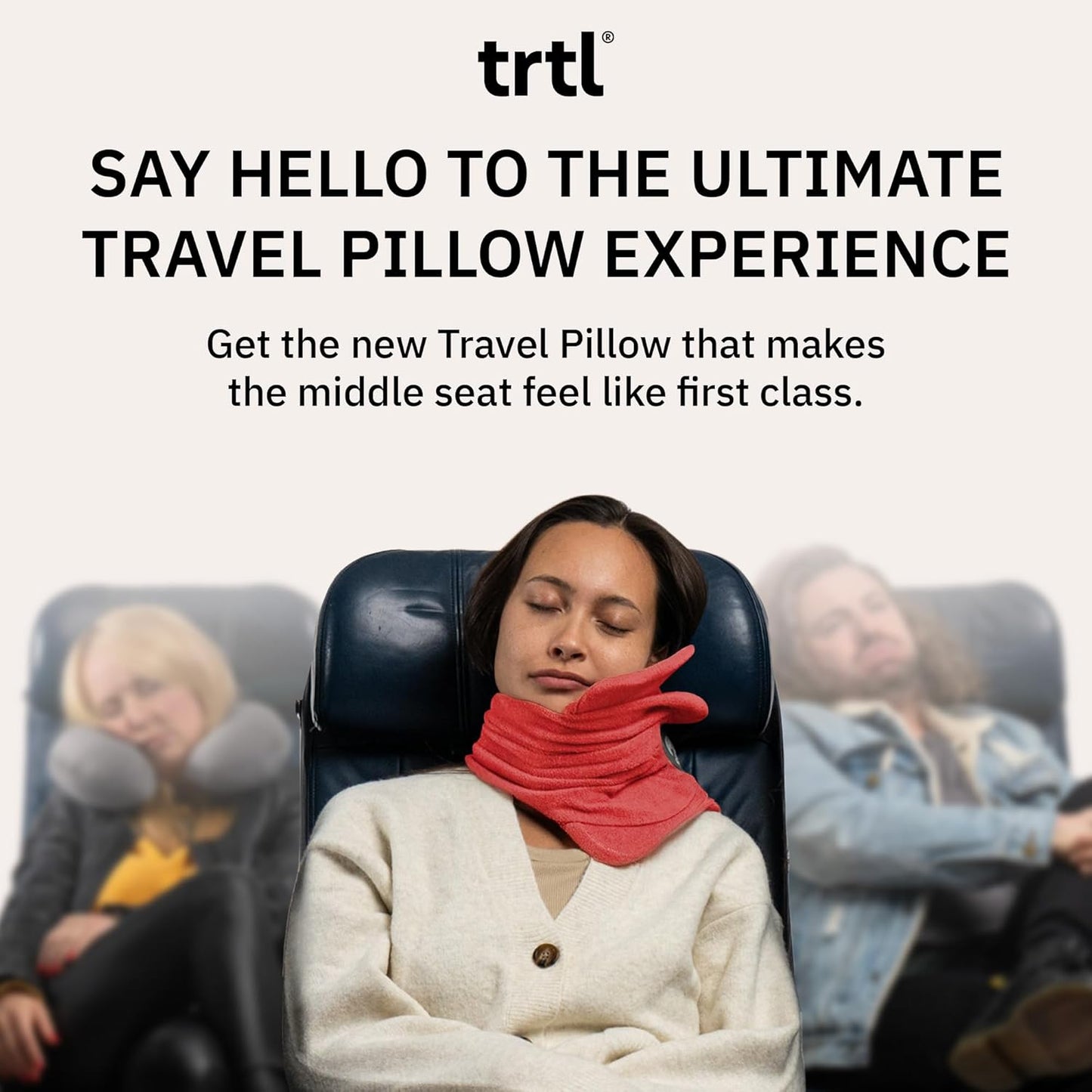 Trtl Pillow - Scientifically Proven, Super Soft Neck Support Travel Pillow for Airplanes - Lightweight and Machine Washable - Ergonomic Design for Traveling on Flights, Cars, and Trains - Coral