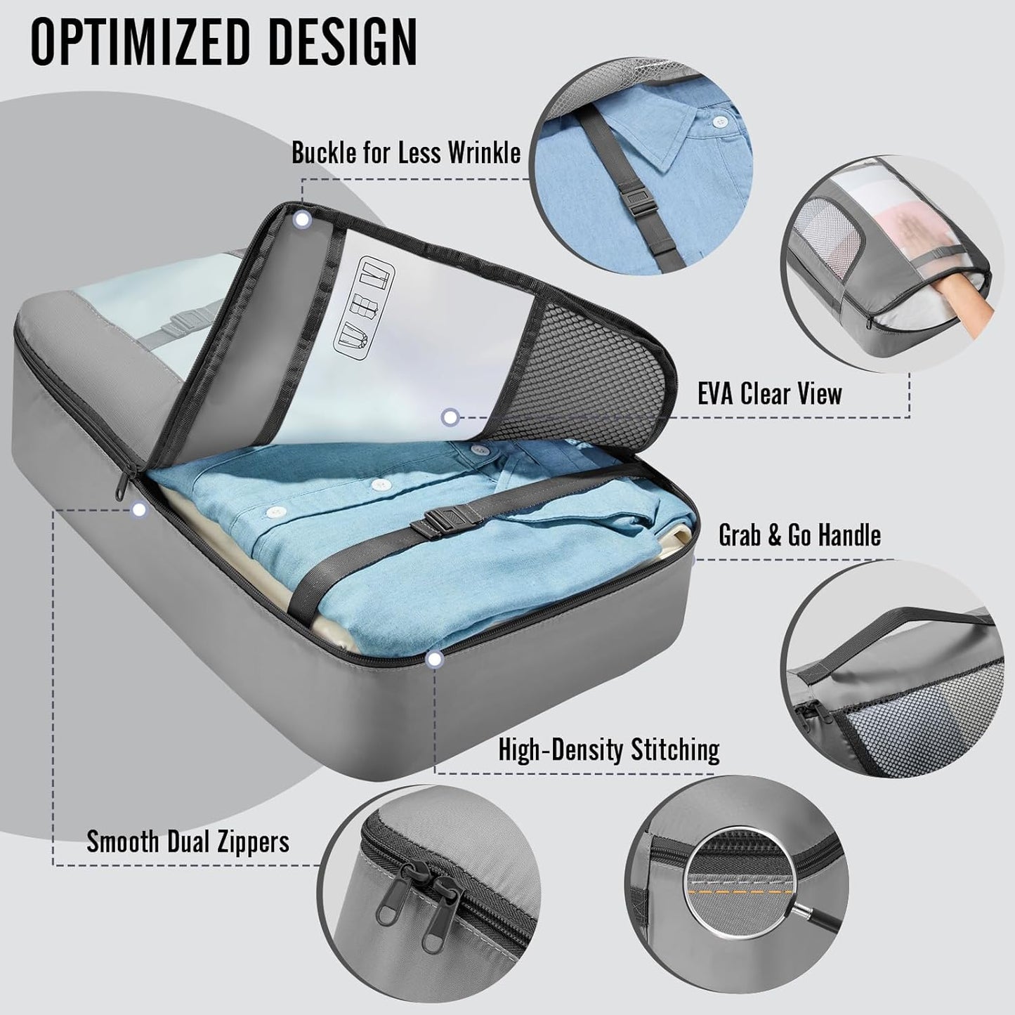 Veken 8 Set Packing Cubes for Travel Essentials, Suitcase Organizer Bags in 4 Sizes, Carry-On Luggage Accessories with Large Laundry & Hanging Toiletry Bag, Must-Have for Airplane, Road Trip & Camping