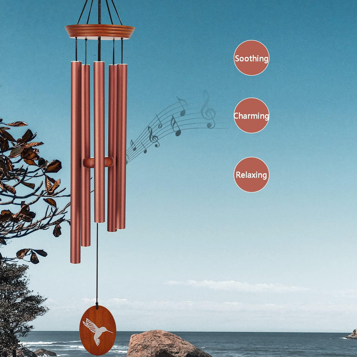 Hummingbird Wind Chimes for Outside, 33" Outdoor Wind Chimes