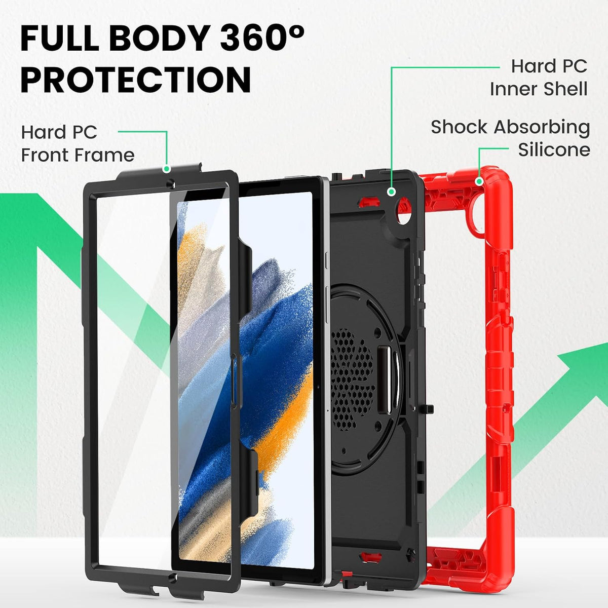 SEYMAC Case for Samsung Galaxy Tab A8 10.5 Inch (SM-X200/X205/X207), Red