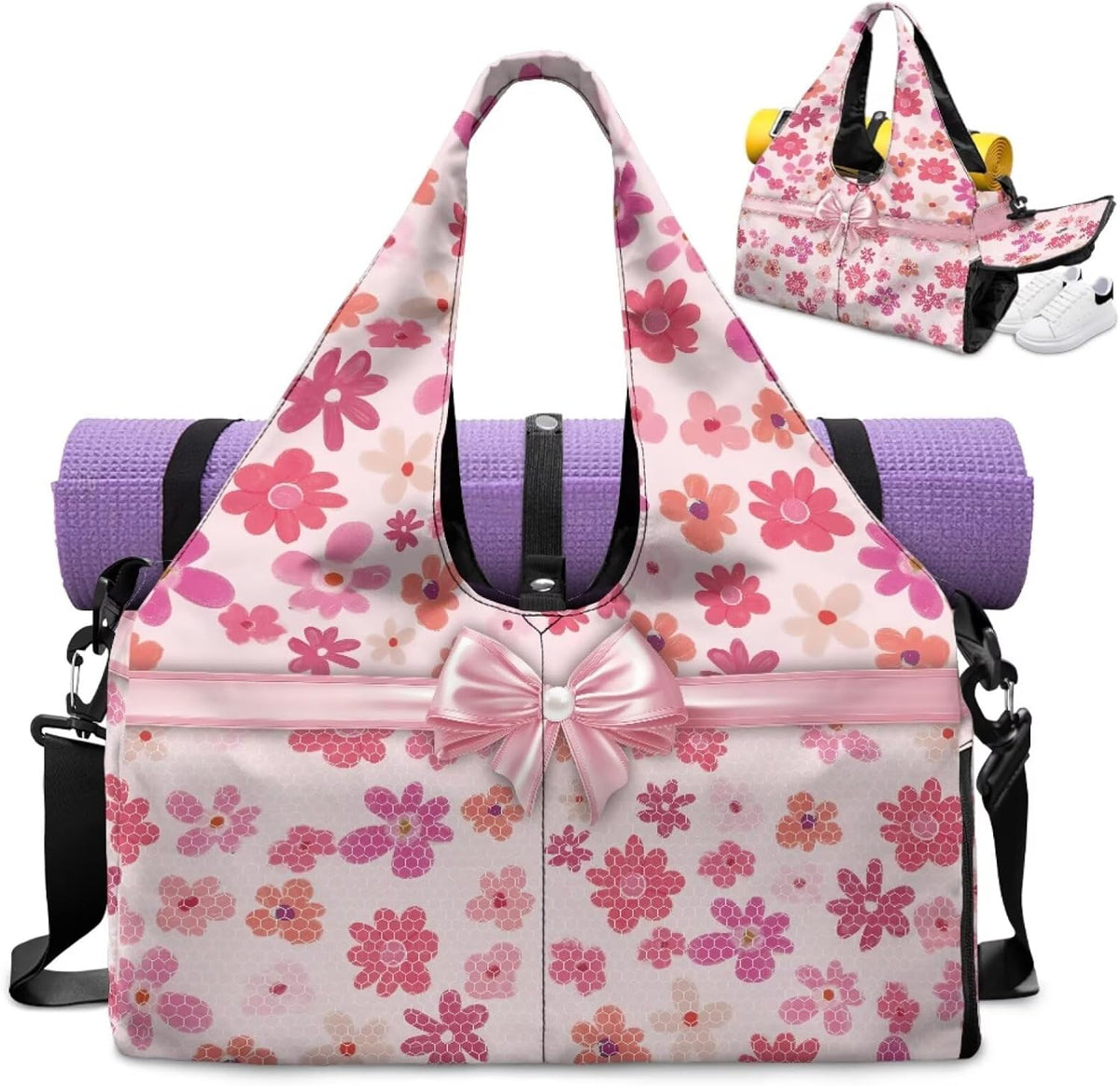 Yoga Mat Bag for Men Women Canvas Yoga Mat Carrier Take In Out Mat Easily for Beach Swim Bags Pool Sports Gym