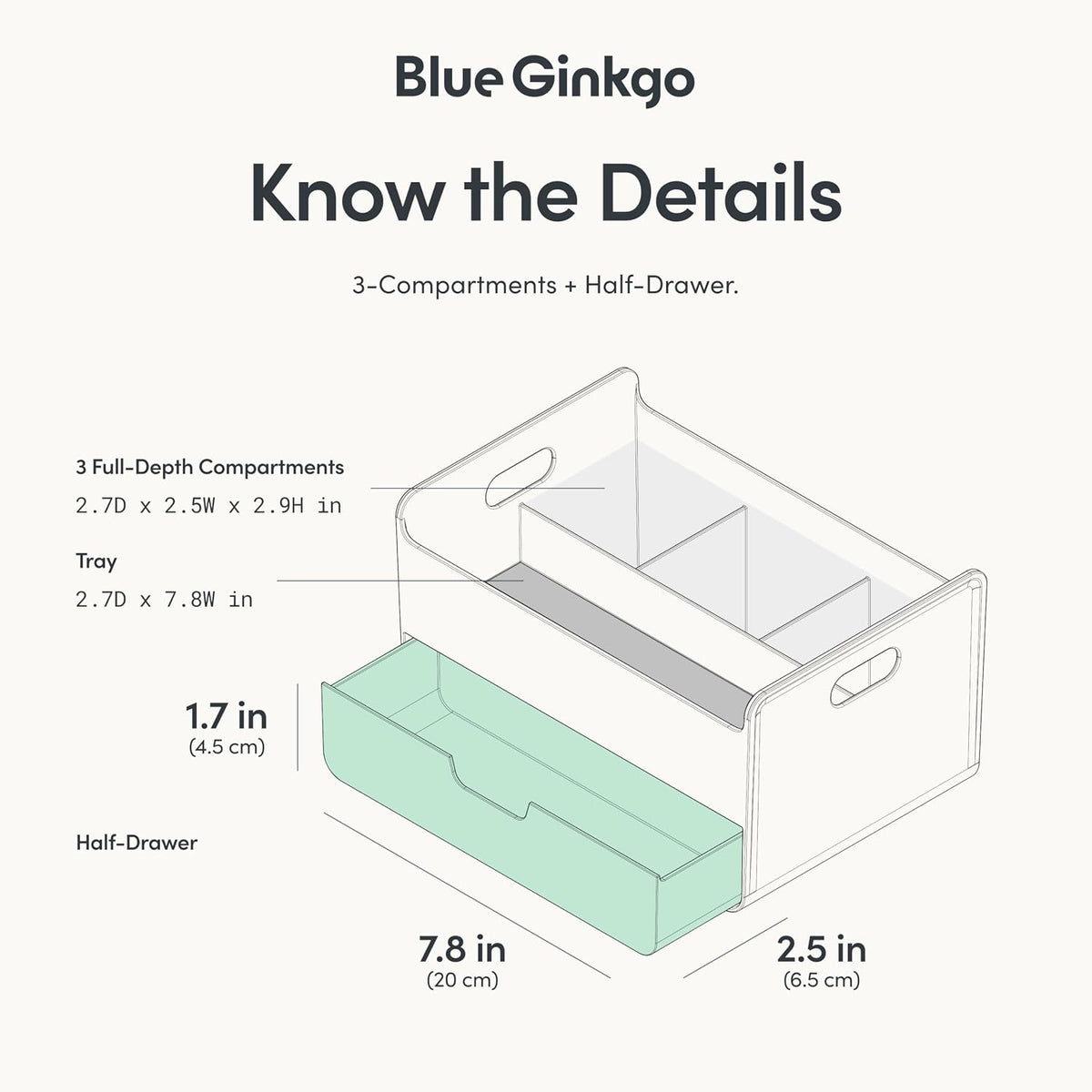 BLUE GINKGO Portable Desk Organizer, White, Made in Korea