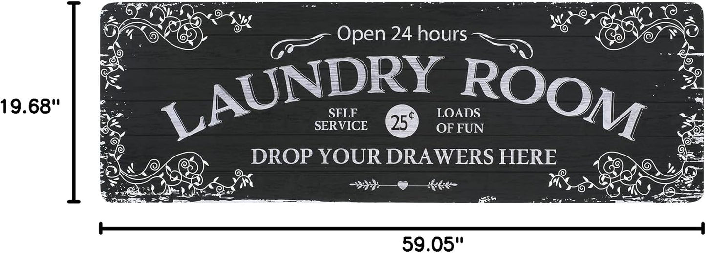 Lahome Remi Farmhouse Laundry Room Rug Runner 20"x59" Laundry Rugs and Mats for Laundry Room Non Skid Washable Floor Carpet Runner Rug for Washroom Mudroom Kitchen Bathroom Hallway Decor, Black
