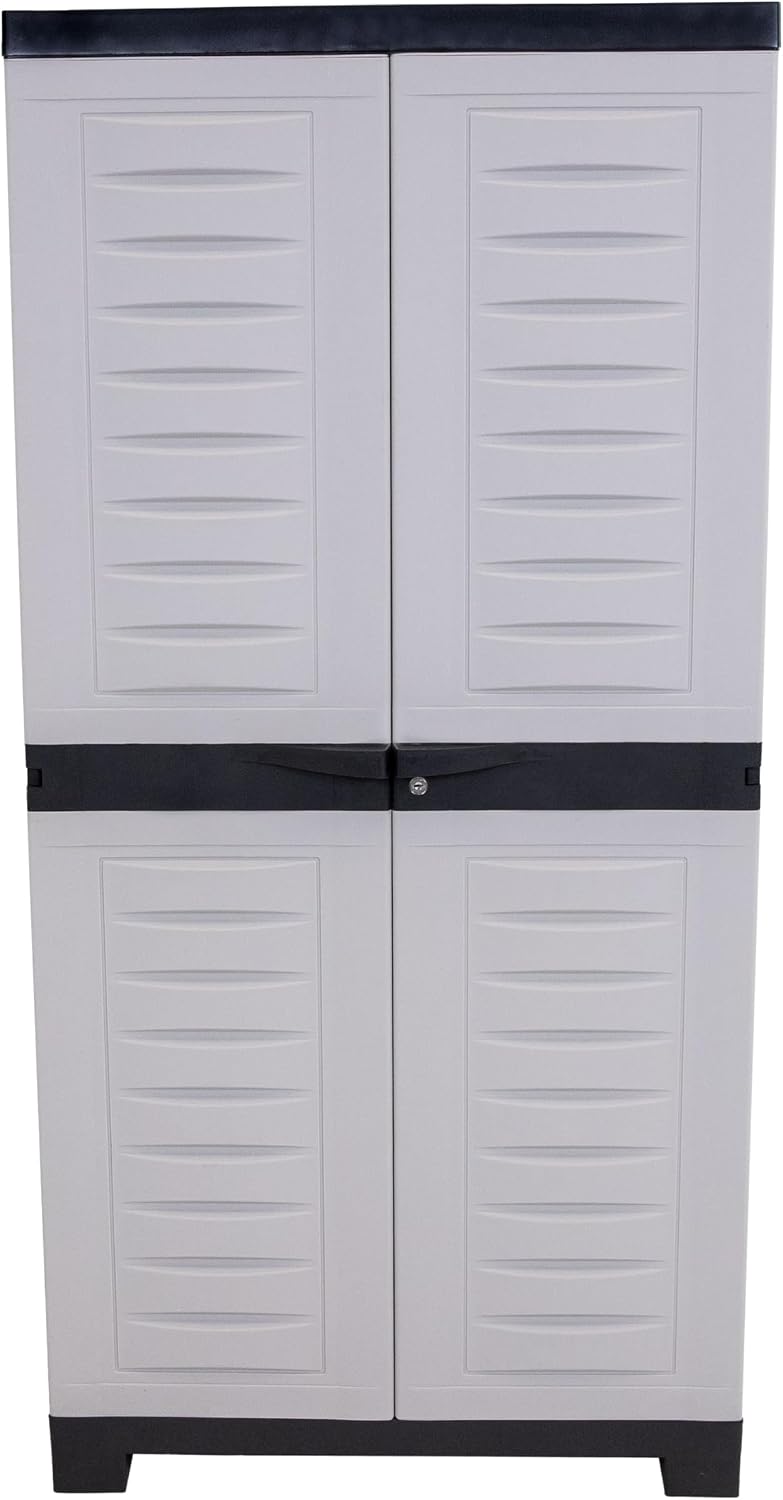 Sunnydaze 48" Garage Storage Cabinet with Locking Doors & Shelves, Gray | Heavy Duty Storage Cabinet with Plexiglass Doors Resists Rust & Peeling, Easy-Clean Utility Cabinet for Garage, Shed, Office